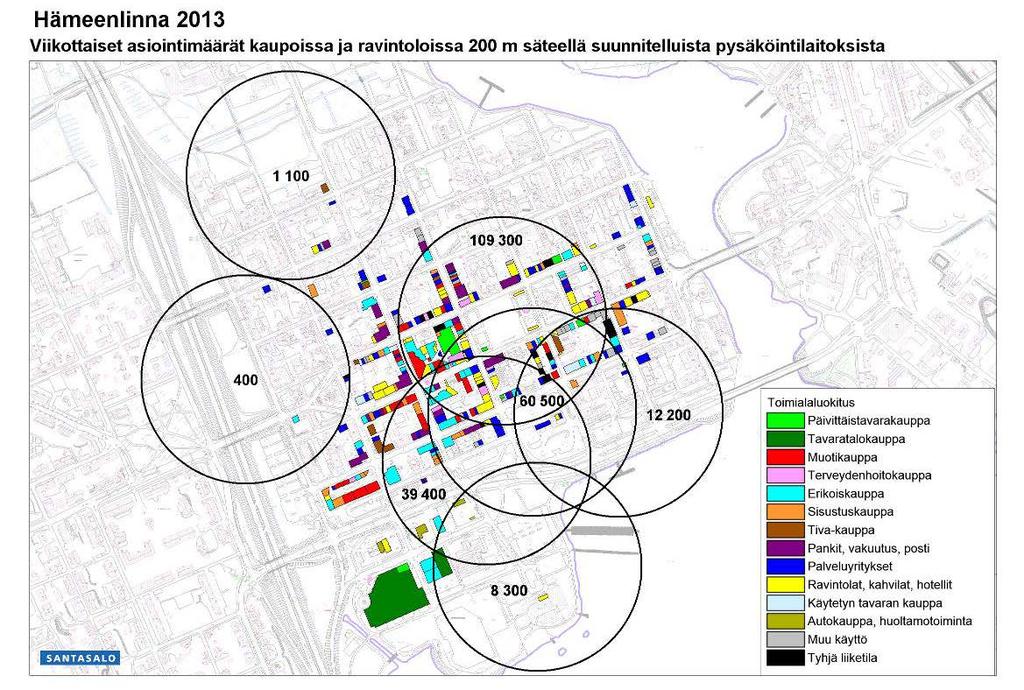 12 (15) Hämeenlinnan keskstan pysäköintistrategia Vilkkaimmat asiointikorttelit ovat kävely Reskan vanhan osden renoilla sekä torin/kirkon renalla ja Paloknnankadlla.