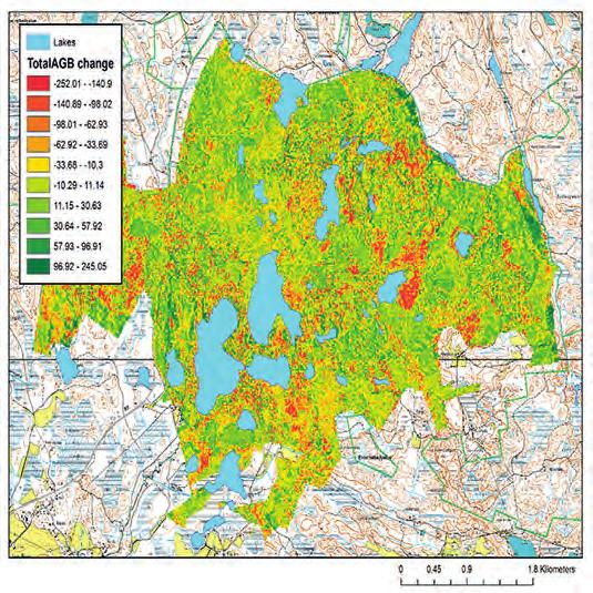 7.4 Esimerkki muutosanalyysista tuulija lumituhojen seuranta ja riskikartoitus.4. Tuuli- ja lumituhojen seuranta Metsätuhoihin liittyvät riskit, kuten kuivuus-, lumi-, tuuli- ja hyönteistuhot ovat lisääntyneet.