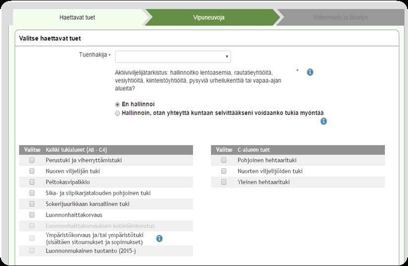 Päätukihaku Haettavat tuet Ympäristökorvaus ja/tai