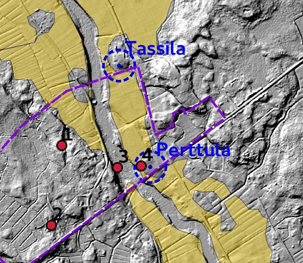 17 (5.) Kantatalot Kaava-alueella ja sen rajan lähellä on ollut kaksi kantataloa, Tassila ja Perttula. Tassila on merkitty jo vuoden 1547 verokirjaan, Perttulasta on merkintä vuodelta 1607.