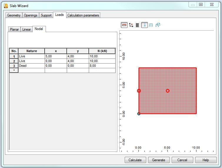 30 Kuva 14. Laatan kuormitusten määrittäminen. Slab wizard -laattatyökalun viimeisessä välilehdessä Calculation parameters asetetaan laskennan parametrit (kuva 15).