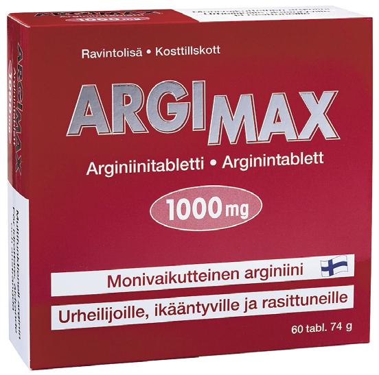 Suosittu vahva L-arginiinivalmiste ARGIMAX Urheilijoille, ikääntyville ja