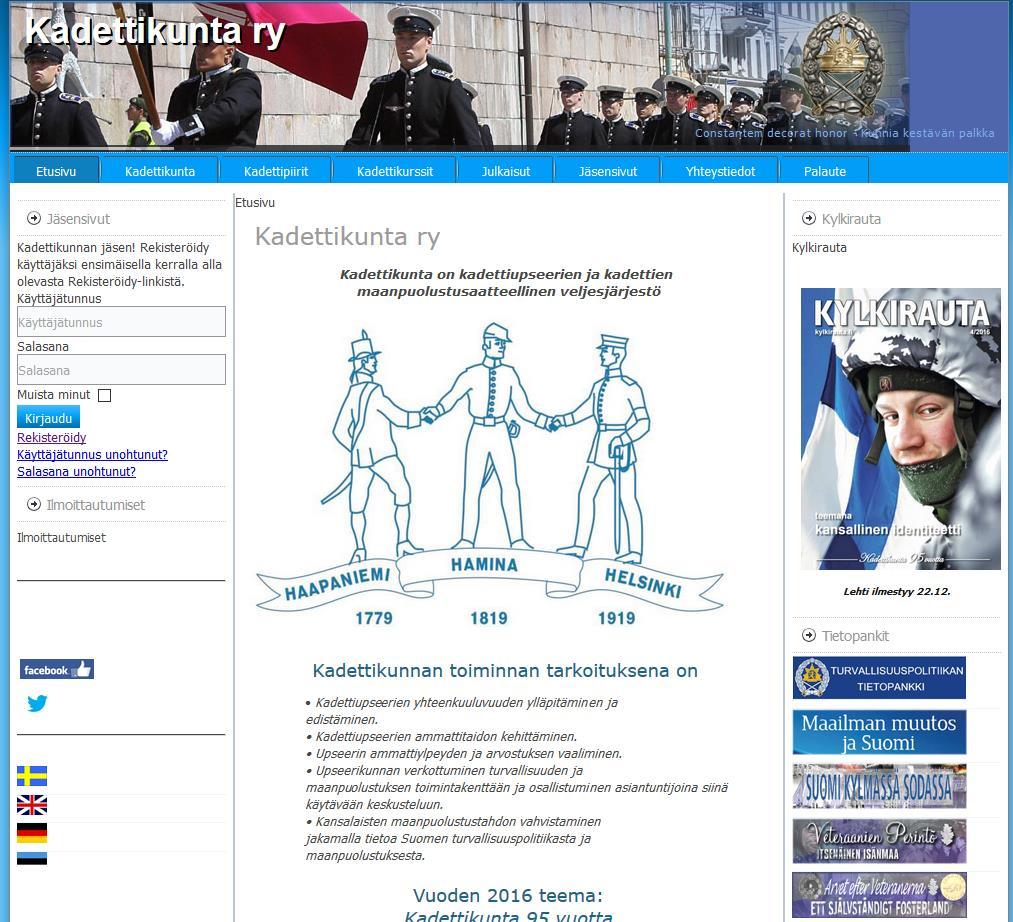 Kadettikunnan verkkosivut www.kadettikunta.