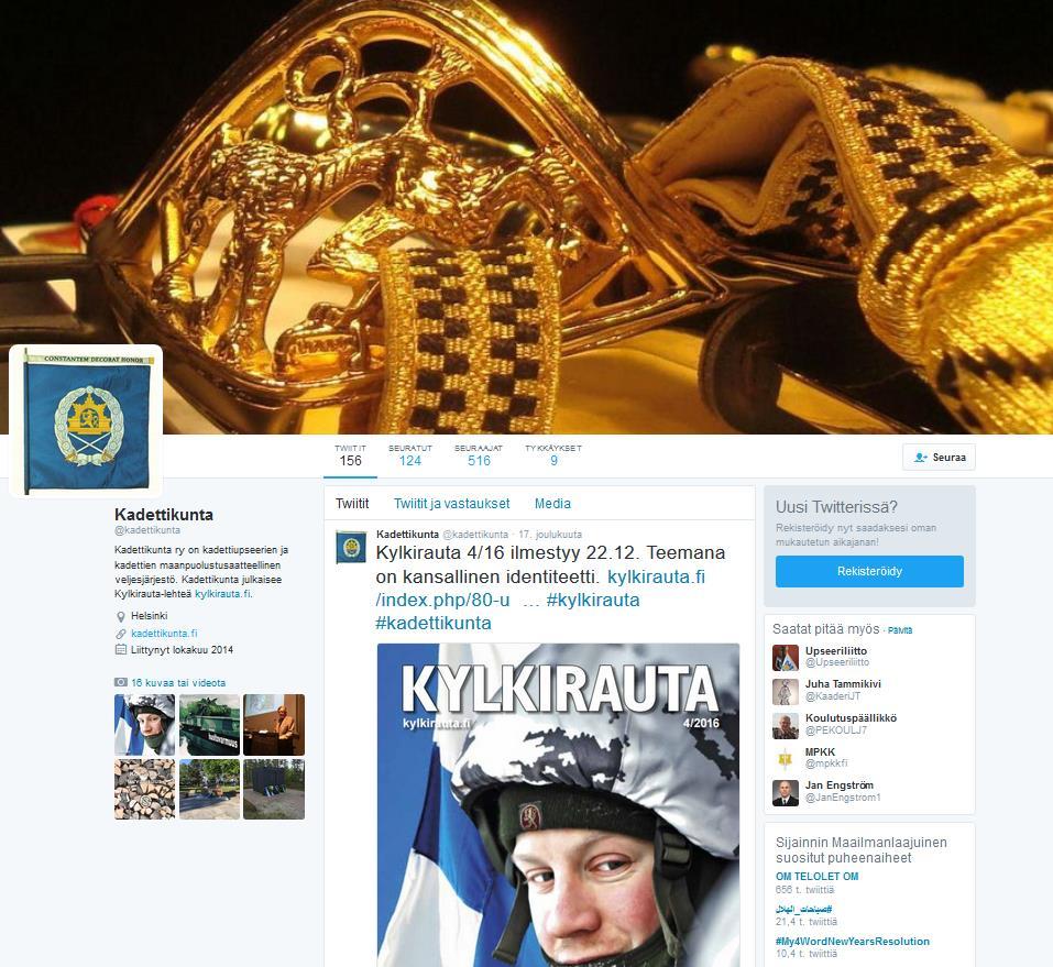 Kadettikunnan Twitter-sivu