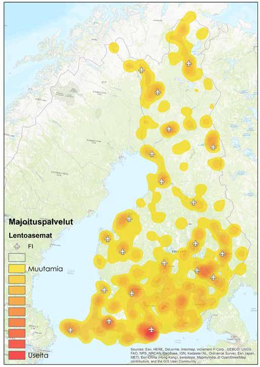 SUOMESSA PALJON HYÖDYNTÄMÄTÖNTÄ POTENTIAALIA Ulkomaisten matkailijoiden houkutteleminen vaatii hyvät kansainväliset lentoyhteydet Suomessa on laaja lentoasemaverkosto ja majoituspalveluita eri