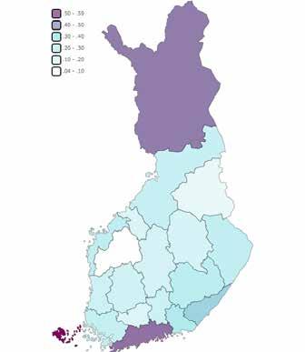 yhteistyöpotentiaalia Ulkomaisten yöpymisten osuus (%) maakunnissa vuonna 2015 yhteensä 5,5 miljoonaa yöpymistä 44 % 17 % Keski-Pohjanmaa 8 % Pohjanmaa Etelä-Pohjanmaa 11 % 19 % 12 % 4 % 13 %