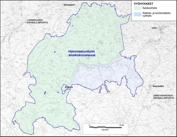 Kuva 6. Hammastunturin erämaa-alueen vyöhykkeet.