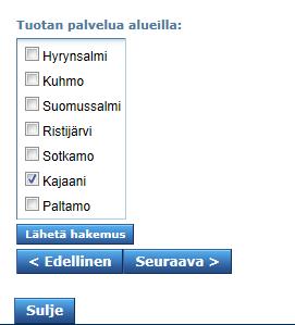 11. HUOM! Lopuksi lähetä sopimus painamalla Lähetä hakemus -painiketta, jolloin saat alla olevan kuvan mukaisen ilmoituksen. Huomioitavaa!