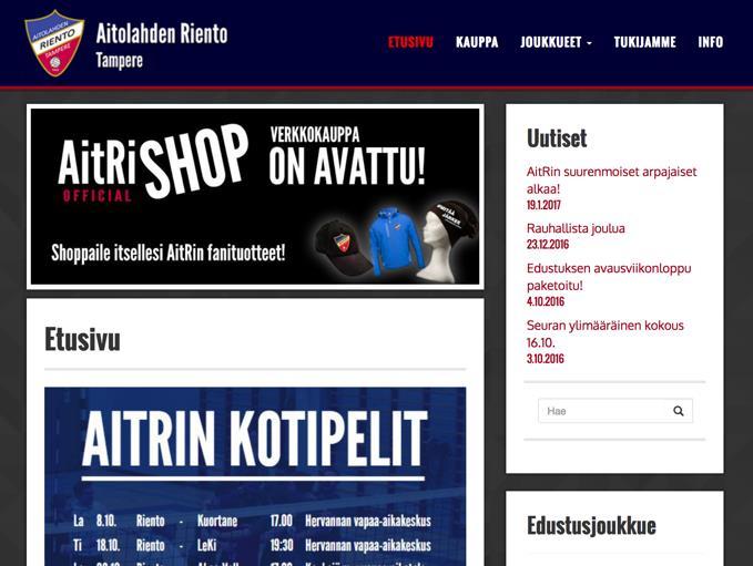 Kun sivu on skaalattu pienimmäksi, sen navigointipalkki muuttuu mobiililaitteelle sopivaksi valikoksi. kuva 3. Responsiivinen ulkoasu verkkosivuilla, kuvakaappaukset.