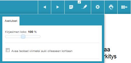 3. Lukeminen Lukemista pystyt helpottamaan mm. muuttamalla tekstin kokoa. 3.1 Tekstin koon muuttaminen Voit suurentaa tai pienentää tekstin kokoa.