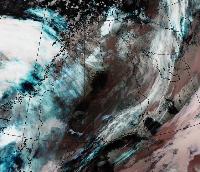 Säätilanne 22.11.25 Satelliittikuva (NOAA/EOS) n.