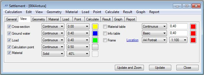 140 5.6.2 Piirtoasetukset View välilehdellä muokataan näyttöasetuksia, eli sitä, miten laskenta esitetään grafiikkaikkunassa ja tulostuksessa.