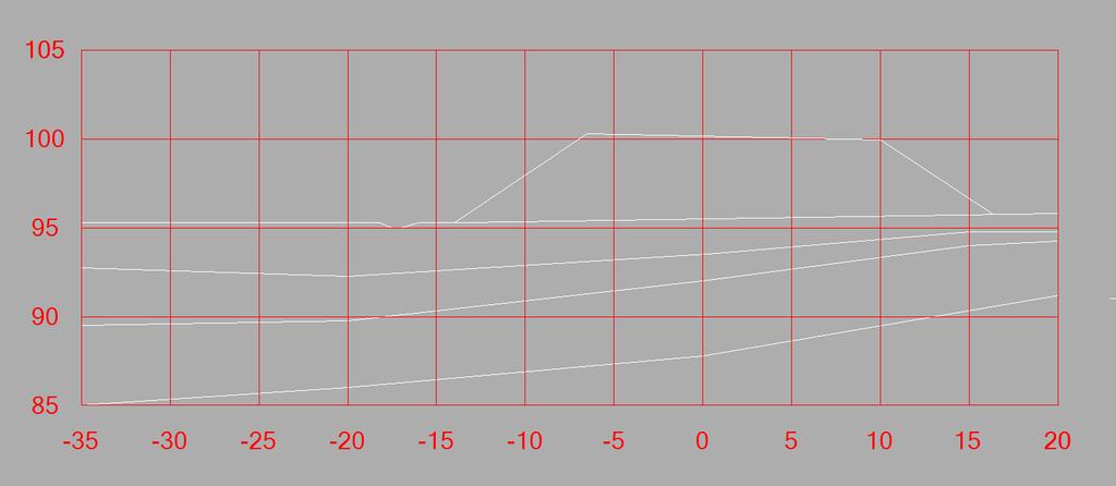 70 Päätetään polyline viiva piirtämällä se reilusti pitkäksi (luiskan kaltevuus on 1: 1,5) Esc/ Enter, ja rajaamalla erillisellä Trim käskyllä maanpintaan valitsemalla joko Trim