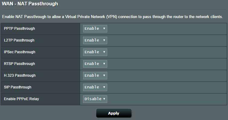 4.3.6 NAT-ohitus NAT-ohitus sallii Virtual Private Network (VPN) -liitännän kulkemaan reitittimen läpi verkkoasiakkaille.