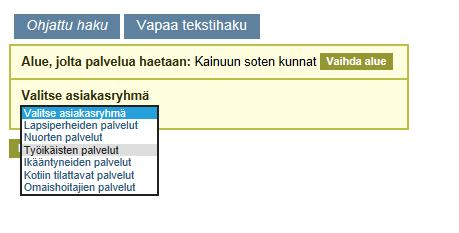 http://palvelutarjotin.kainuu.fi Ohjattu haku 2.