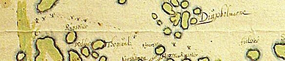 Ote Claes Claessonin Mustasaaren pitäjän kartasta vuodelta 1651 Saaristo ennen mökkiläisiä Varsinaisia huviloita tai