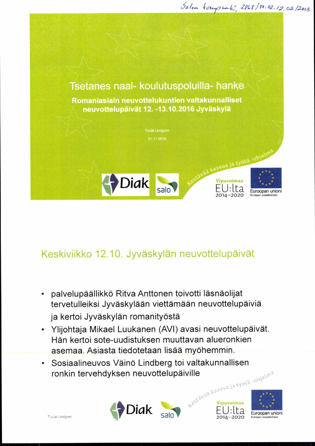 C (ok r[cu.r2 t / 2 9 Romaniasiain neuvottelukuntien valtakunnalliset neuvottelupäivät 12.-13.10.
