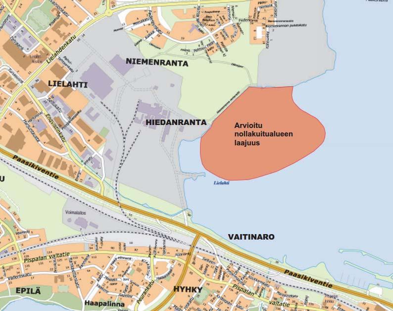 15 Tarkastelluilla mahdollisilla täyttöalueilla Vaitinaron rannan sedimenttiä on tutkittu vuonna 2009 ja 2015.