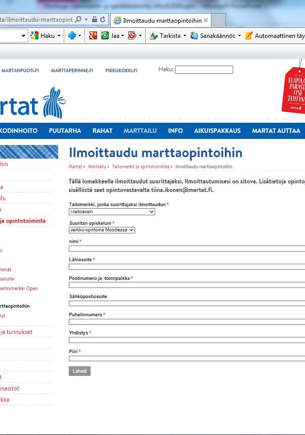 ILMOITTAUTUMINEN SUORITTAJAKSI www.martat.