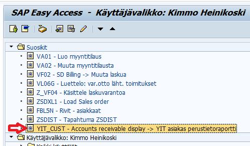 3. YIT_CUST YIT asiakas perustietoraportti YIT_CUST YIT asiakas perustietoraportti toiminnolla voit hakea perustettuja asiakasnumeroita YIT:n asiakastietokannasta.
