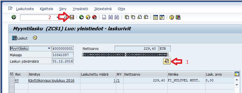 1) Valitse komentoriviltä Myyntitosite, tai paina (Alt+M). 2) Valitse Laskuta, tai paina (S). 5.2. Myyntilasku Yleistiedot Laskurivit Myyntilasku -kohdassa näet yhteenvedon laskutettavista riveistä.