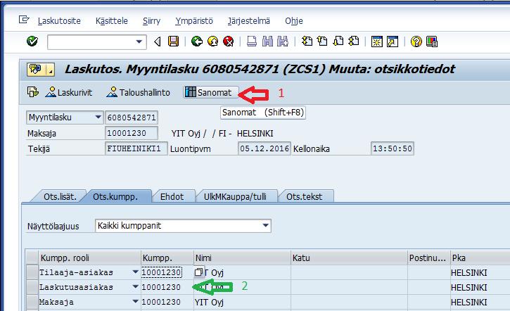 1) Valitse Sanomat, tai paina (Shift+F8).