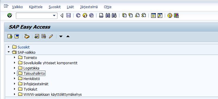 2. Päävalikko Kirjautumisen jälkeen avautuu SAP Easy Access.