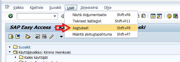 Voit mukauttaa näkymää valitsemalla ylävalikosta Lisät ja Asetukset Tästä valikosta voit valita mm.