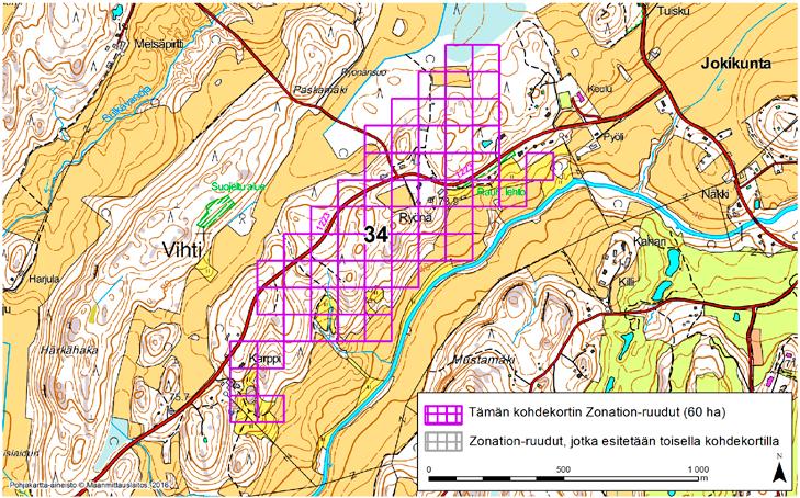 Vihti, Zonation-aluetunnus 34 VIHTI (34) Alue sijaitsee Vihdin luoteisosissa Jokikunnan ja Vanjoen kylien välissä asutulla metsä- ja peltoalueella.