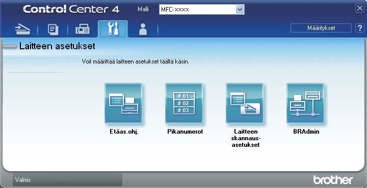 Luku 7 SCAN-painikkeen asetusten muuttaminen 7 Ennen skannaamista 7 Jos haluat käyttää tätä laitetta skannerina, asenna skanneriohjain. Jos laite on kytketty verkkoon, määritä sille TCP/IP-osoite.