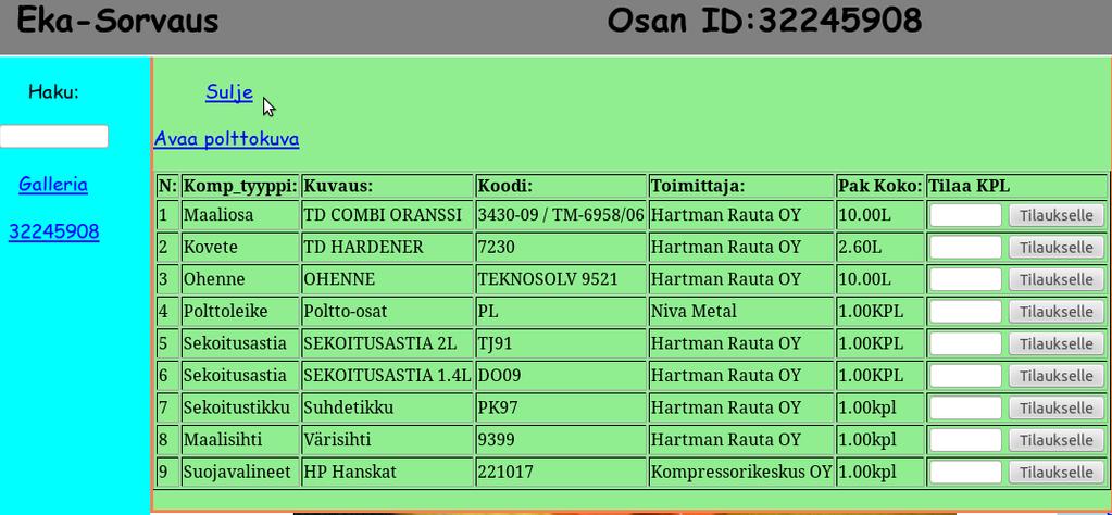 16 KUVIO 14. Tuoterakenne 7.3 Ostotilausjärjestelmän laajentaminen Ohjelmistoon täytyi myös rakentaa internetistä tuttu ostoskori osa(kuvio 15).