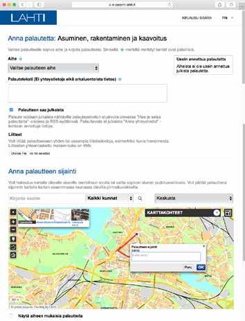 kaupunkien e-palautejärjestelmät.