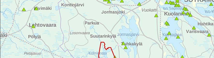 Noin 1,5 kilometrin etäisyydellä kaivosalueen eteläpuolella sijaitsee valtakunnallisesti arvokas