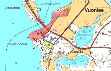 Vuonteensalmensillan yleiskaavan muutos 10 Kuva: Siltavaihtoehdon (VE1a) melutasot nopeudella 60 km/h ennustetilanteessa 2040. Vasemmalla melutaso päivällä ja oikealla yöllä.