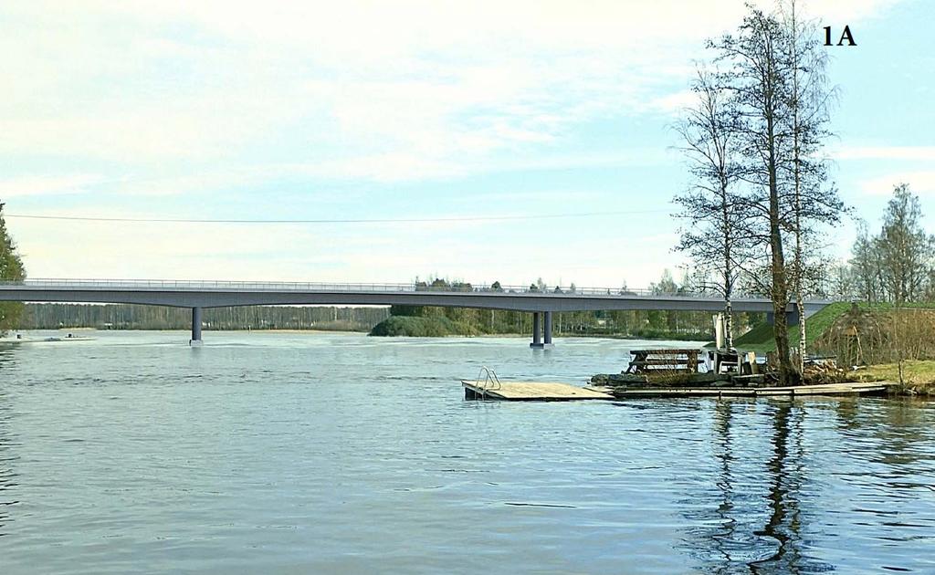 Vuonteensalmensillan yleiskaavan muutos 21 Kuva: Havainnekuva pohjoisesta vaihtoehdosta 1A (alikulkukorkeus 5,5 m). Näkymä etelästä Leppävesijärven puolelta. 3.