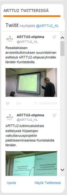 Käytössä olevat viestintätavat ja -kanavat ARTTU2-uutiskirjeet (4-5 numeroa/vuosi, fi&sv) Mediatiedotteet ja kuntauutiset