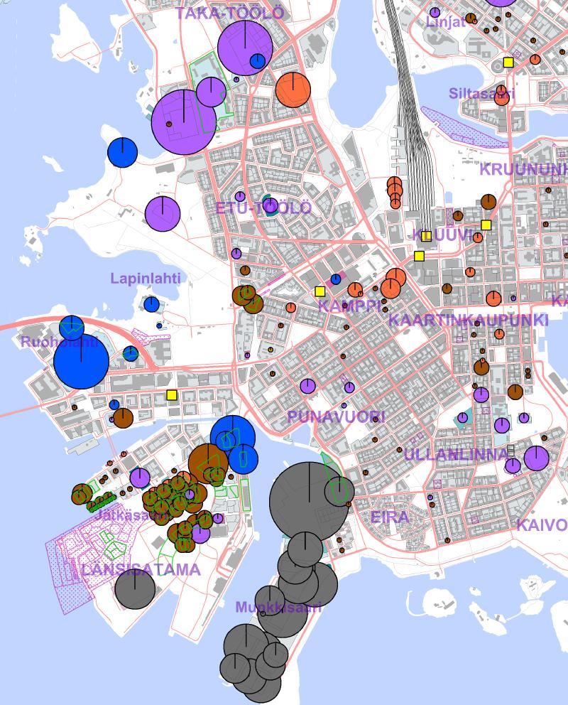 2011 : RAMAVA-kartta yleiskuvan luomiseksi asemakaavavarannosta maastotietokanta pohjakarttana asemat ym.