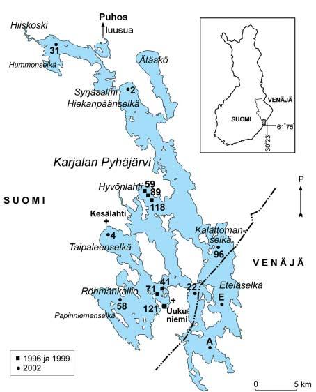 Kuva 2 Karjalan Pyhäjärvi Suomen ja Venäjän rajalla sekä