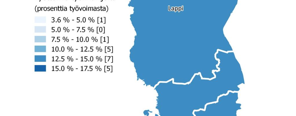 työttömien määrä Kuvio