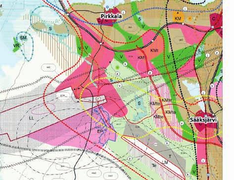 Sääksvuoren METSO-alue Lempäälässä sinisellä rajauksella. Ote maakuntakaava 2040 ehdotuksesta.