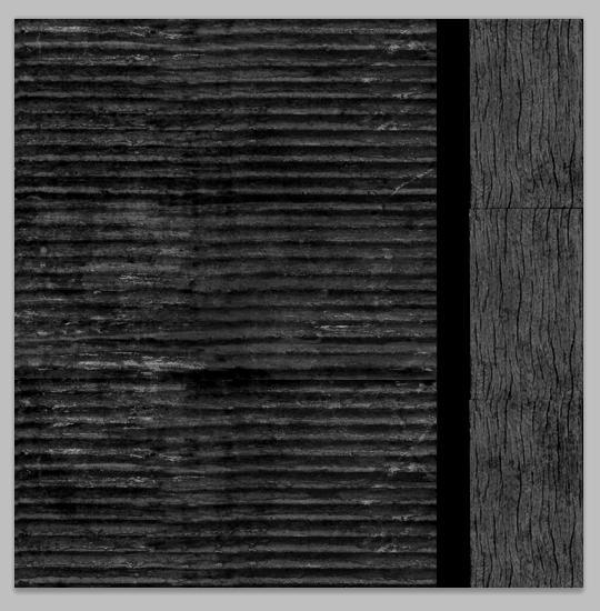pin Black and White työkalua. Kun Specular map oli valmis, oli aika pistää tekstuurit aikaisemmin luotuun seinämalliin. (Kuvio 14. Specular Map.) 7.