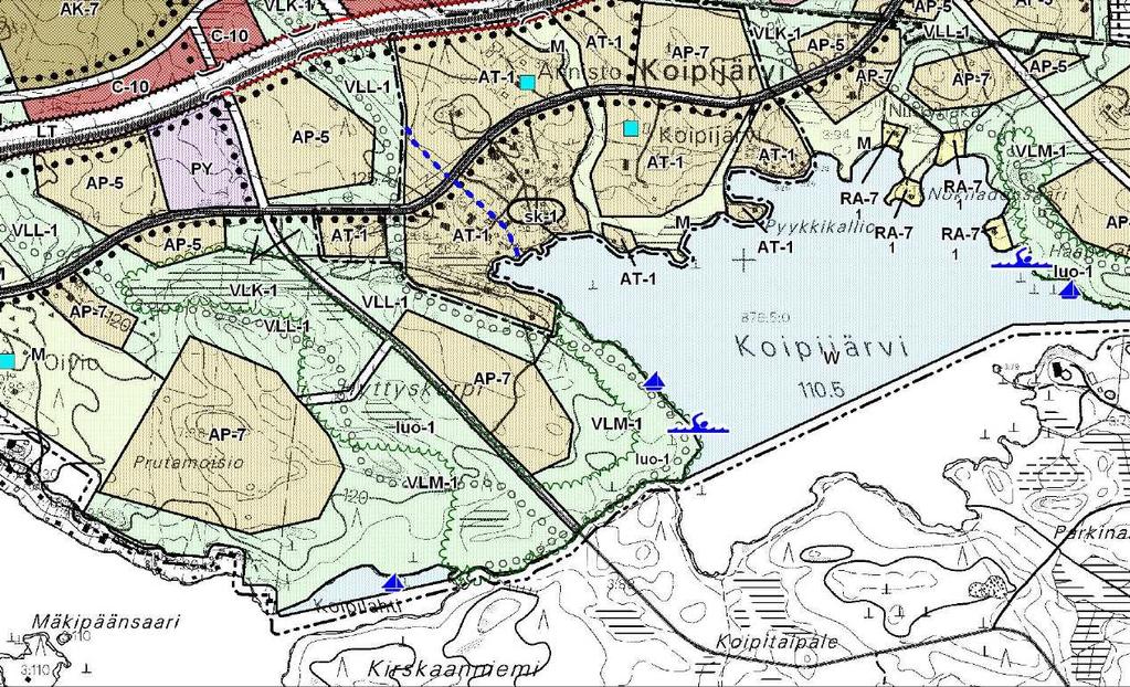 olevan tiestön ja poluston käyttömahdollisuuksiin sekä luonnon arvojen säilymiseen suuntaamalla reitit kulutusta kestäville alueille. Ote Vuoreksen osayleiskaavasta nro 12014 11.8.