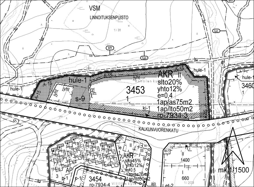 Rakentamistapaohje ro-7934-3, kortteli 3453/tontti 1 Tontilla olevaa alkuperäistä puustoa, kalliota ja siirtolohkareita tulee säilyttää.