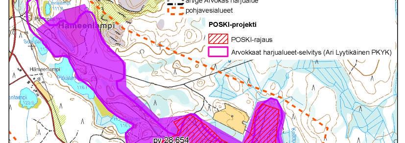 Muílta osin Hiisiharjun pohjoispää niityn jälkeiseen yksityistiehen