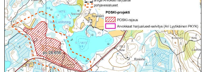 656) ja vedenottamo - selvitettävä veden virtaussuunnat, jos virtaukset pohjoiseen, maa-ainesten