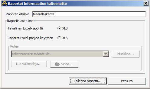 54 taa toimintaa), jotta määrätiedot olisivat mahdollisemman luotettavat. Ohjelmassa voidaan tehdä myös eri suunnittelualojen tietomalleille omia määräluetteloja.