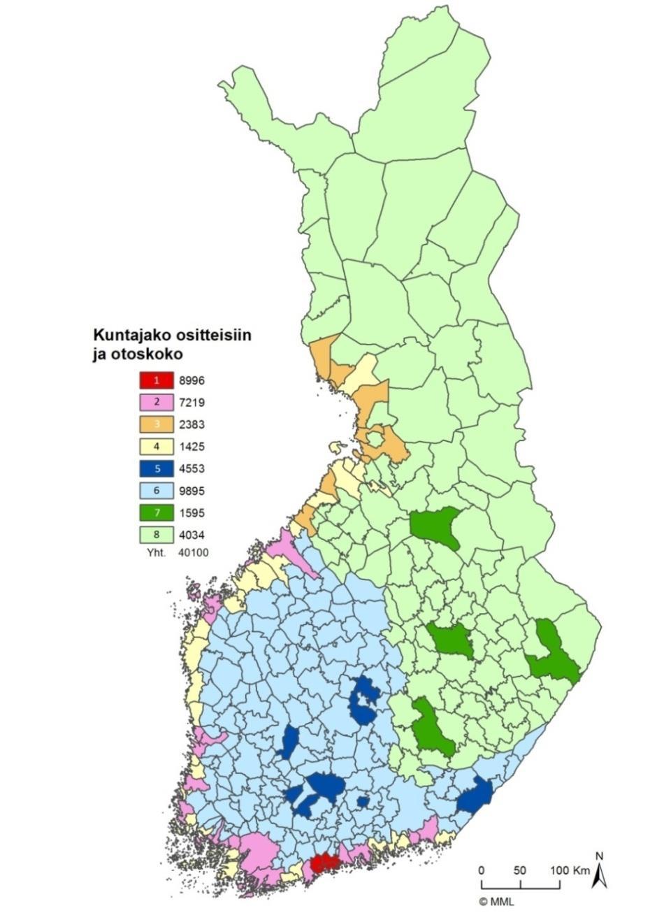 Aineiston luokittelu Kalastusaktiivisuuden ja kalastusalueiden määrän mukaiset alaryhmät