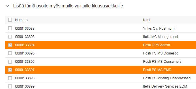 3.2 Uuden laskutusosoitteen luonti 1. Valitse tilausasiakas, jolle haluat luoda uuden laskutusosoitteen, jonka jälkeen klikkaa lisää (+) -painiketta. 2.