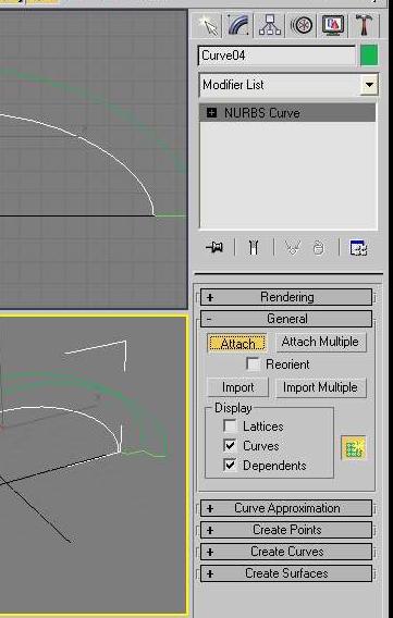 Luodaan jälleen uusi kaari valitsemalla Create -> Shapes -> NURBS Curves -> CV Curve.