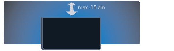 Sijoita TV enintään 15 cm päähän seinästä. Ihanteellinen television katseluetäisyys on kolme kertaa TV-ruudun halkaisijan pituus.